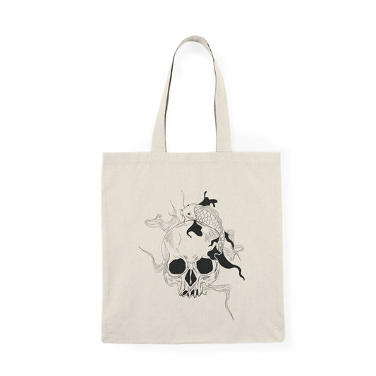 Tote Bag | Natural Tote Bag | Printed Tote Bag | Skull & Koi